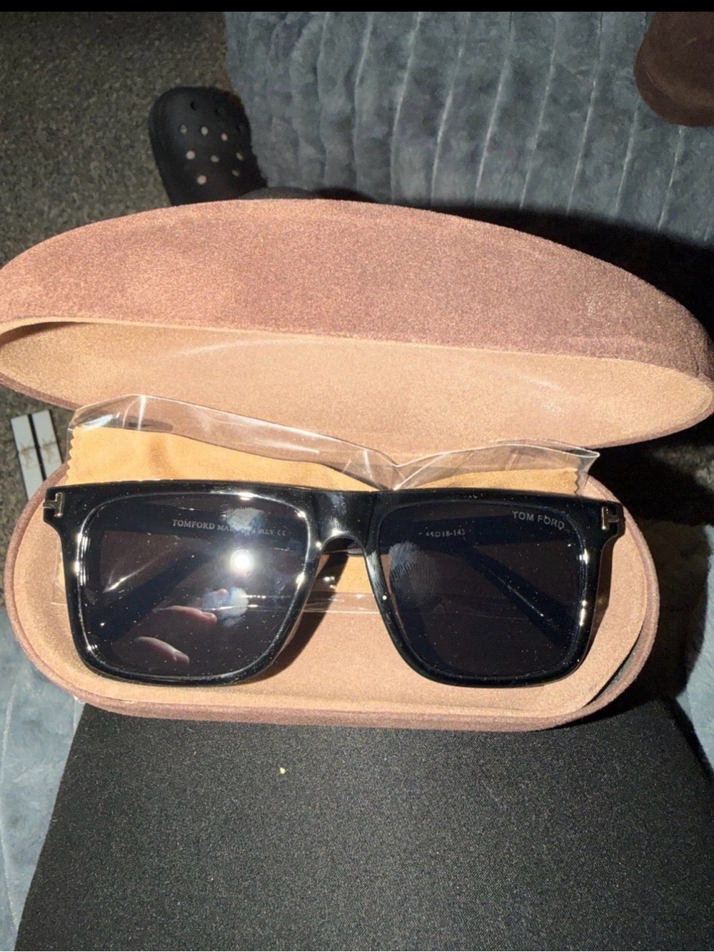 Tom Ford Men's Black Sunglasses in Brown Case